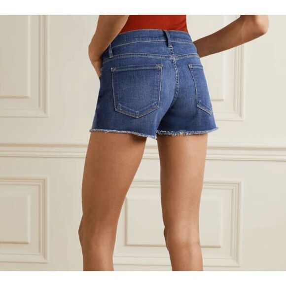 FRAME Le Cutoff Denim Shorts Azure Wash Jean Shorts Stretch Size 26 - Picture 2 of 11